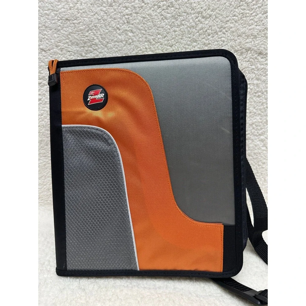 Case-it Z-Binder 2-in-1 Organizer Orange Black Dual 1.5 Inch D-Ring Zippered